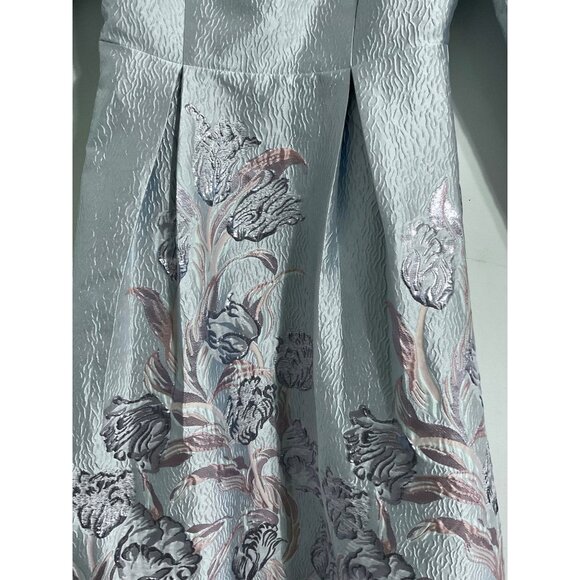 DEVCHATA Women Modest Metallic Floral Print Maxi Dress Gown in Light Blue size S - Picture 5 of 14